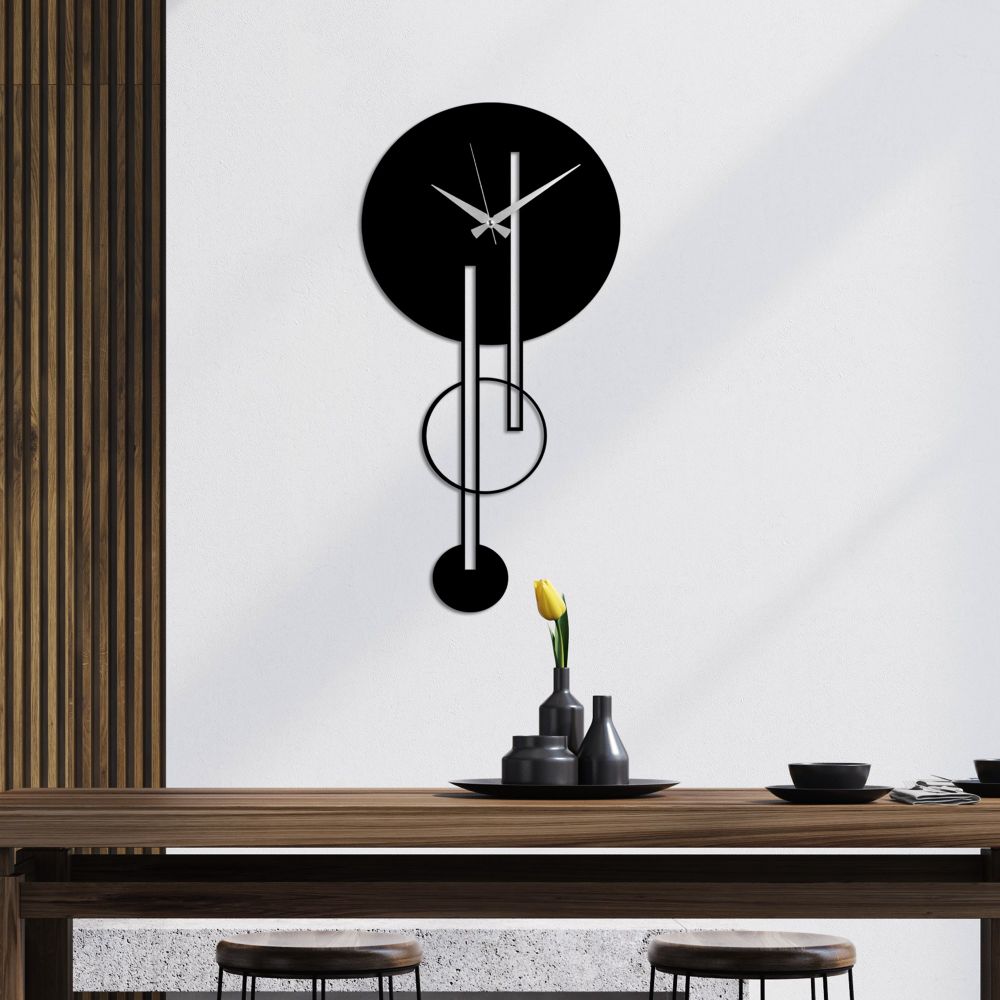 Decorative metal wall clock Full Empty, colour: black slika 3
