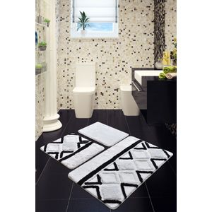 Jane - White Multicolor Acrylic Bathmat Set (3 Pieces)