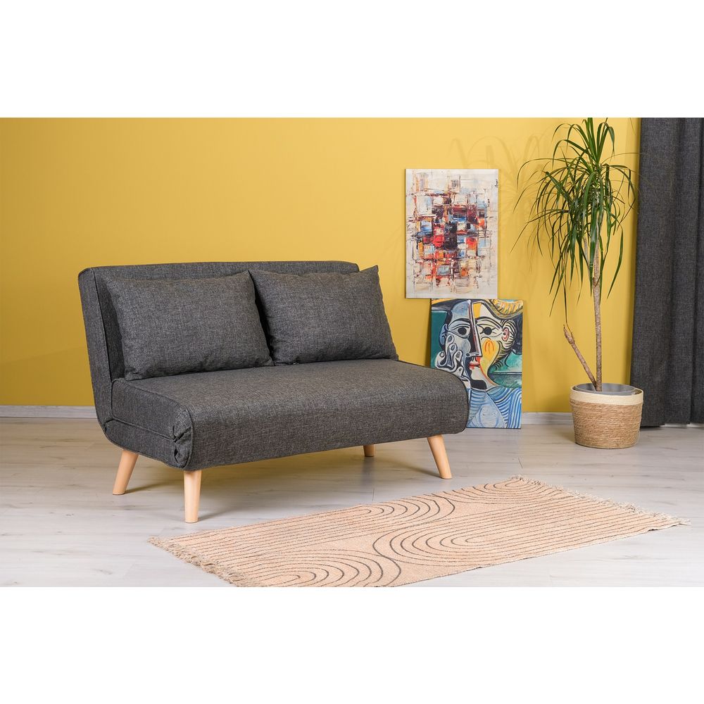 Folde 2-Sjedalni - Tamno Siva Sofa na Razvlačenje slika 1