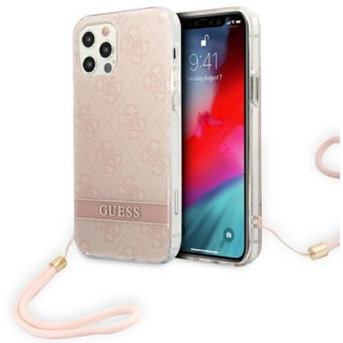 GUESS Futrola za iPhone 12/12 Pro Pink Print 4G Cord slika 4