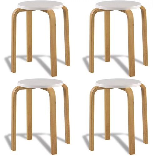 Barske stolice 4 kom od zaobljenog drva bijele slika 15