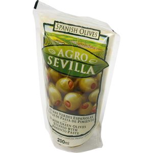 Seville zelene masline sa paprikom 200g vrećica