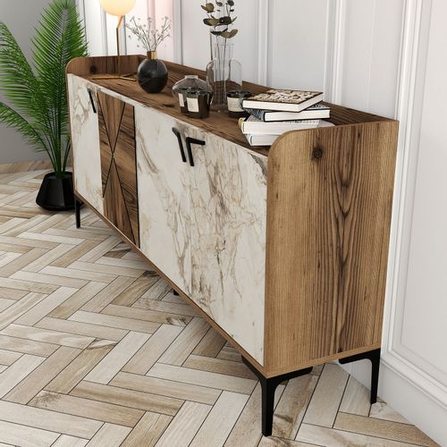 Woody Fashion Komoda VENEDIK MARBLE, Venedik - Walnut, White Marble slika 4