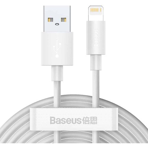 Baseus Simple Wisdom Data Cable Kit USB to Lightning 2.4A (2kom/Set）1.5m bijeli slika 1