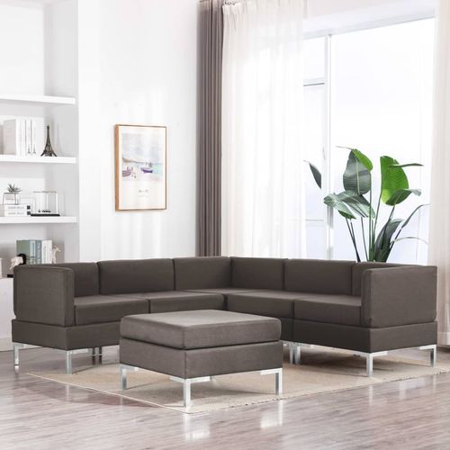 6-dijelni set sofa od tkanine smeđe-sivi slika 45