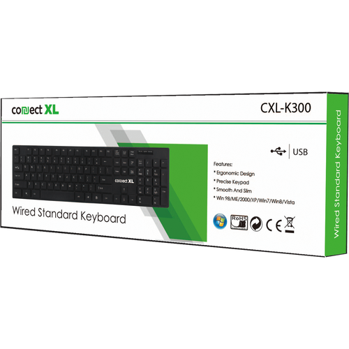 Connect XL Tastatura sa multimedijalnim tipkama, USB, SLIM, crna boja - CXL-K300 slika 2