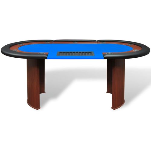 Stol za Poker za 10 Igrača s Prostorom za Djelitelja i Držačem Žetona Plavi slika 43