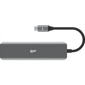 Silicon Power SPU3C07DOCSU200G USB-C 7-in-1 Hub, SD Card-reader, MicroSD Card Reader, 1x HDMI 4K, 3x USB3.2 Gen.1 (up to 5Gbps), 1x USB-C (PD2.0 charging up to 60W), Cable 0.15m