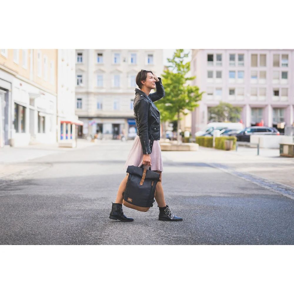 Fillikid Torba/Ruksak za pelene Berlin Rolltop, Crni Melange slika 14