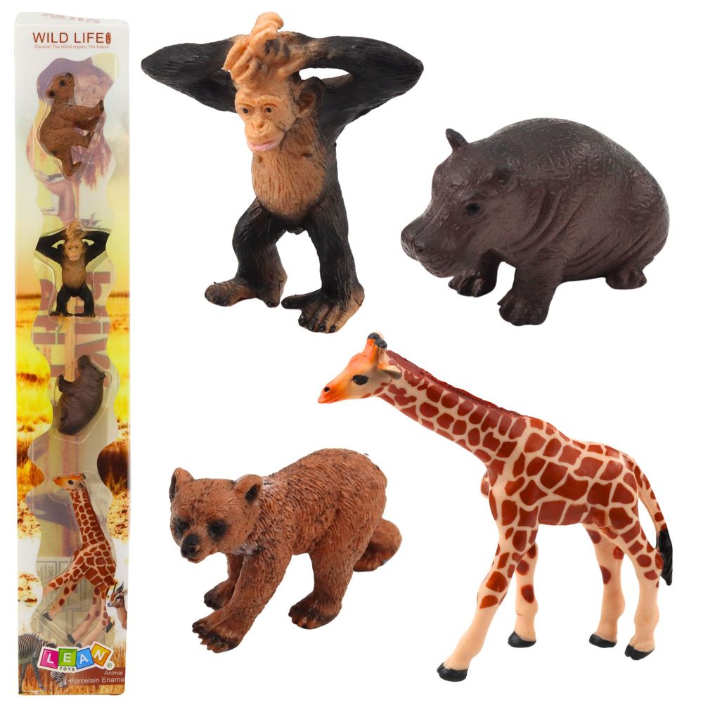 Set mini figurica divljih životinja čimpanze žirafe 6-9 cm 4 komada slika 1