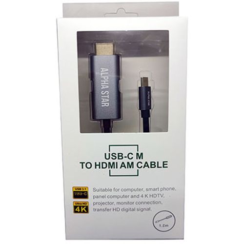 Alpha Star Kabl USB Tip-C HDMI 4K 1.2M,blister slika 2