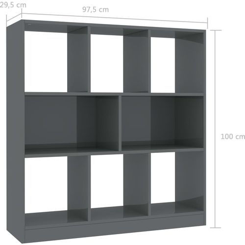 Ormarić za knjige visoki sjaj sivi 97,5x29,5x100 cm iverica slika 6