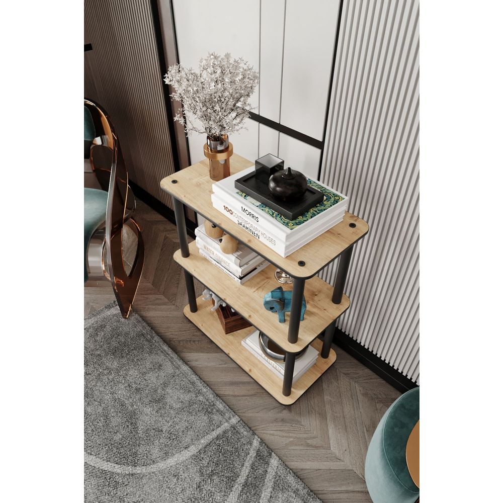  Bookshelf Bookcase 3-Tiers Rect, colour Oak slika 3