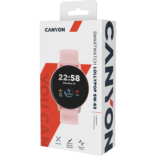 CANYON Smart watch, 1.3inches IPS full touch screen, Round watch, IP68 waterproof, multi-sport mode, BT5.0, compatibility with iOS and android, Pink, Host: 25.2*42.5*10.7mm, Strap: 20*250mm, 45g slika 6