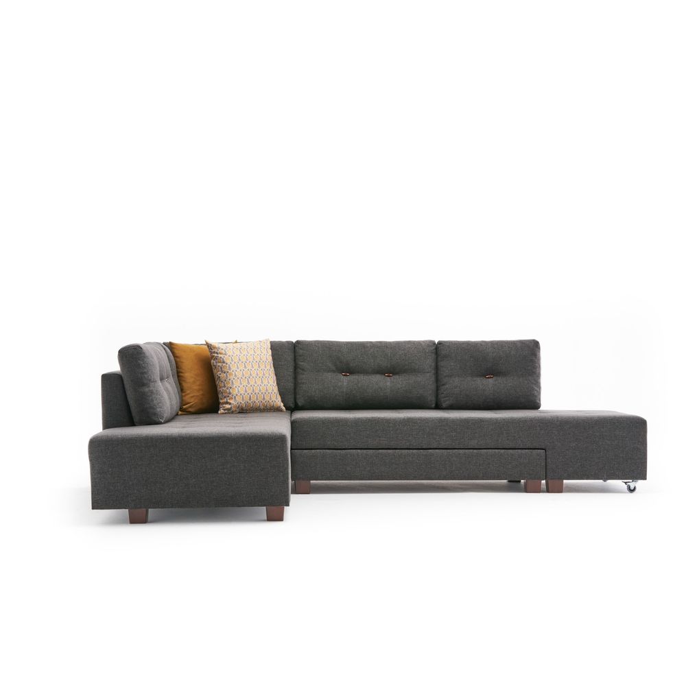 Ugaona Sofa na Razvlačenje Manama - Lijevi Kut, Antracit Boja slika 7