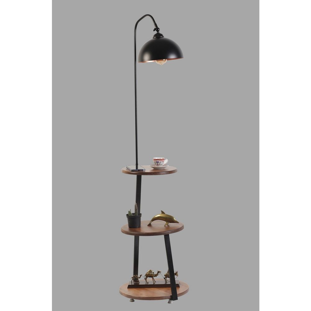 Stojeća Lampa Sorti 8743-1 u Crnoj Boji sa Orahovim Detaljima slika 4