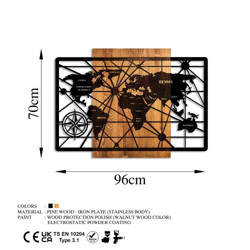 Wallity Drvena zidna dekoracija, World Map 6-L slika 6
