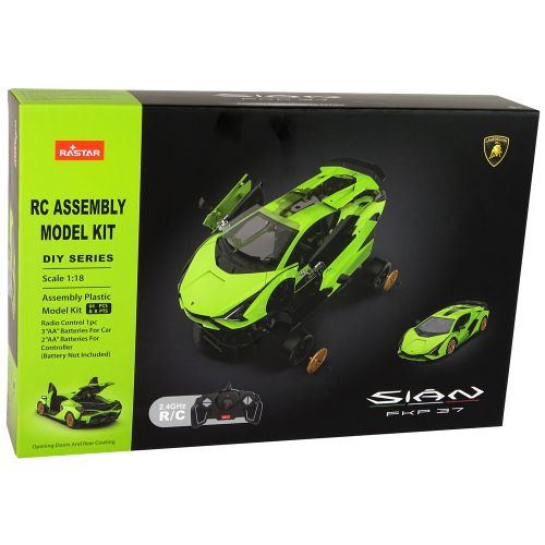 Licencirani auto na daljinsko upravljanje za sastavljanje 1:18 Lamborghini Sian - zeleni slika 7