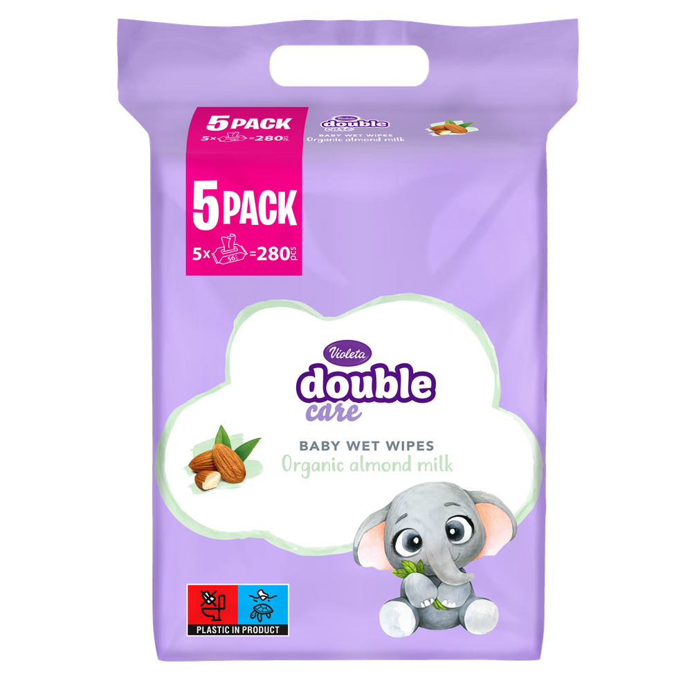 Violeta Baby vlažne maramice Badem 5x56 komada slika 1