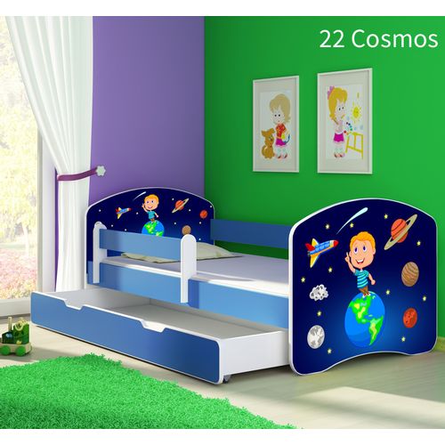 Dječji krevet ACMA s motivom, bočna plava + ladica 180x80 cm 22-cosmos slika 1