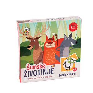 VRABAC PUZZLE FUN 48, puzzle Šumske životinje, 12 slika