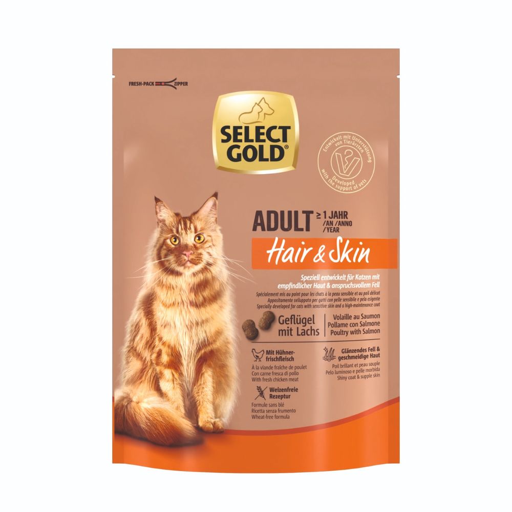 Select Gold Cat Hair&amp;Skin Adult perad s lososom 300 g slika 1
