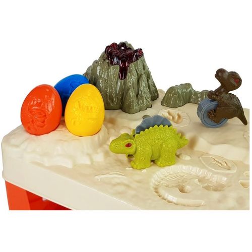 Stol s plastelinom, dinosauri, kalup jajeta, vulkan slika 3