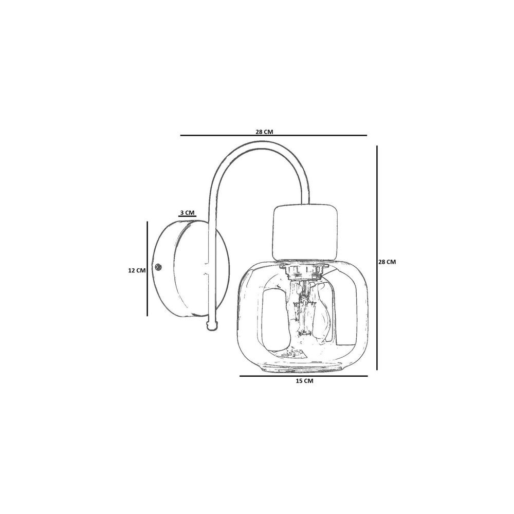 Opviq Zidna lampa 915, med, hrast, crna slika 4
