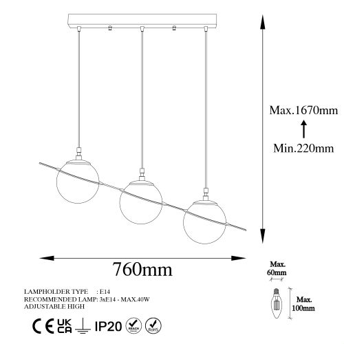 Hug - 13415 White Chandelier slika 8