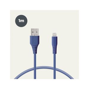 KSIX, kabel za prijenos podataka, Soft, USB-A na lightning, 1.0m, plavi