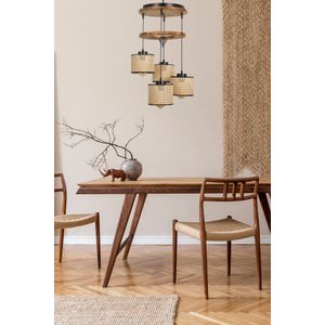 David 4 lü tepsili yanık rattan abajurlu sarkıt Vintage Chandelier