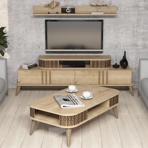 Eylül - Oak Oak Living Room Furniture Set