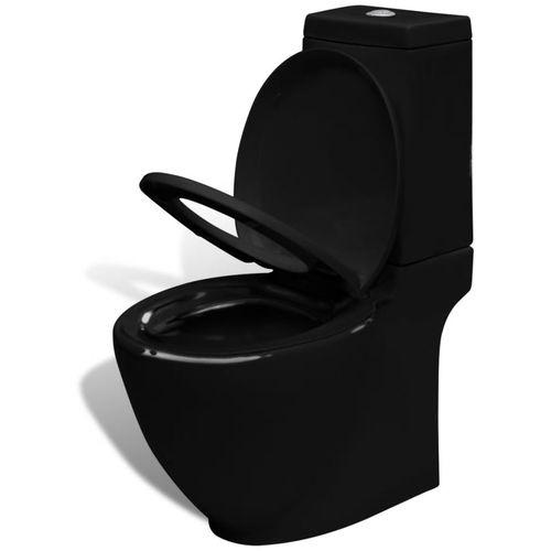 Keramička okrugla toaletna školjka s protokom vode crna slika 11