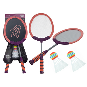 Set od 2 reketa za badminton - 2 loptice za badminton - Ružičasta boja