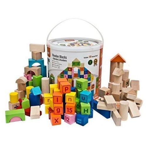 Viga Wooden Blocks Alphabet & Numbers - Drvene kocke slova i brojevi, 100kom slika 1