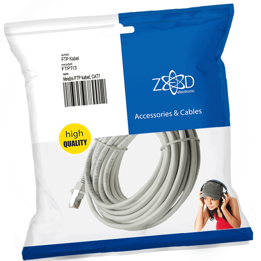 ZED electronic Mrežni FTP kabl, CAT7, dužina 3.0 metra - FTP7/3 slika 1