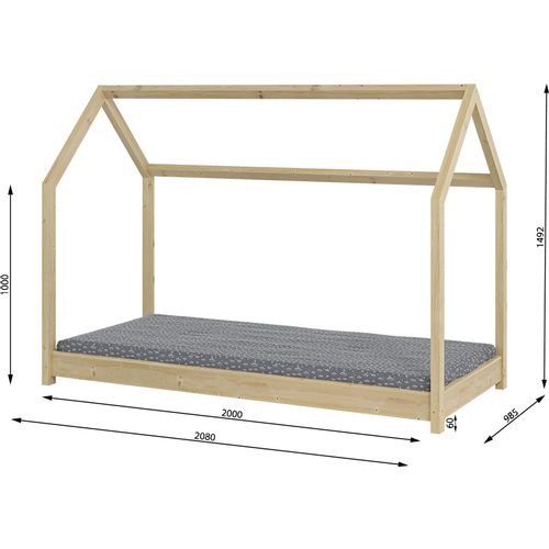 Dječji drveni krevet BELLA - svijetlo drvo - 200*90cm slika 3