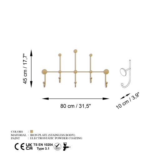 Wallity Metalna zidna vješalica Iyon-A slika 6