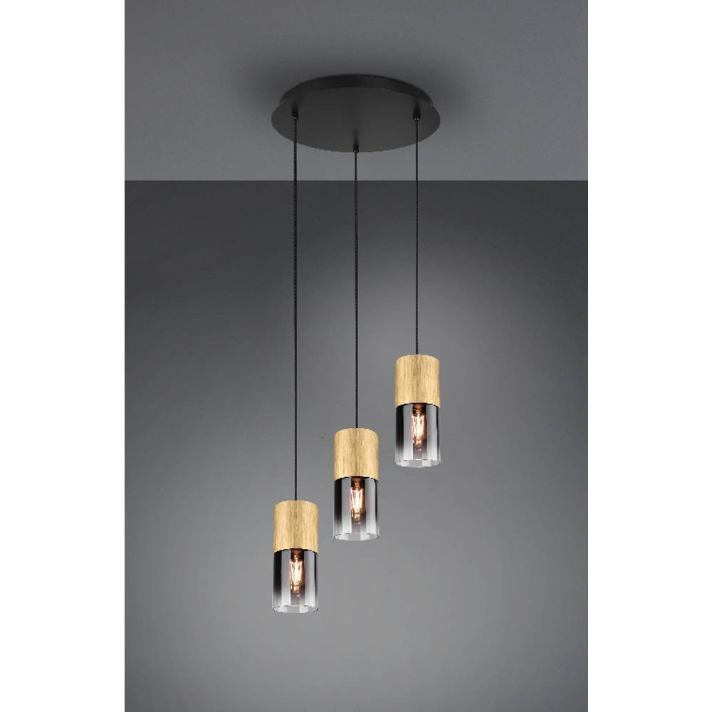 Trio Lighting visilica ROBIN – mat mesing/crno, 3× E27, podesiva visina slika 1