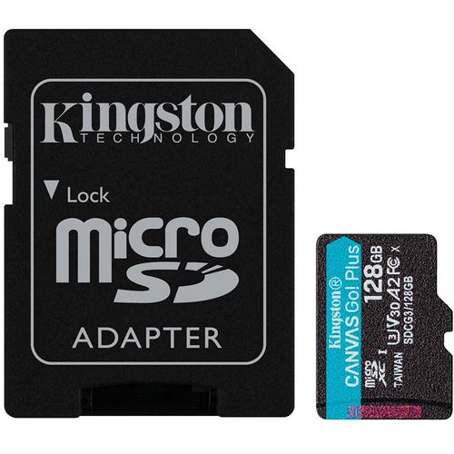 Kingston 128GB microSDXC Canvas Go Plus 170R A2 U3 V30 Card + ADP EAN: 740617301182 slika 1