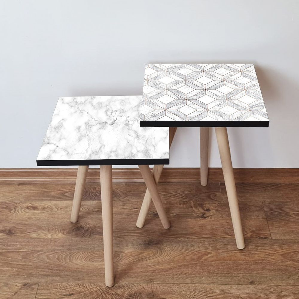 Nesting stolovi 2Shp506 - (2 komada) - boje: crna, bijela, siva slika 1