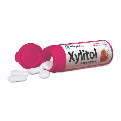 Miradent Xylitol Chewing gum Strawberry for KIDS slika 1