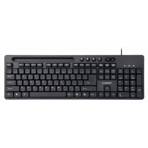 KB-UM-108 Gembird Multimedijalna tastatura US layout black USB sa drzacem za telefon A slika 1