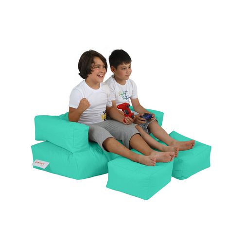 Atelier Del Sofa Vreća za sjedenje, Kids Double Seat Pouf - Turquoise slika 3