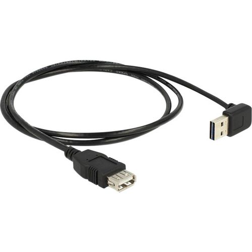 USB 2.0 priključni kabel pod kutom [1x USB 2.0 utikač A - 1x USB 2.0 ženski utikač A] 1 m crna dvostrani utikač, pozlaćeni utični kontakti, slika 2