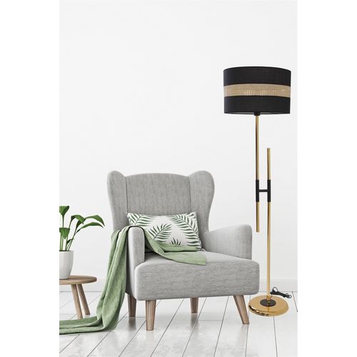 Felix Gold Lambader Silindir 02 Rattan Abajurlu Gold Floor Lamp slika 1