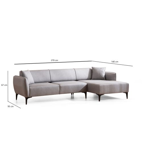 Atelier Del Sofa Kutna garnitura, Sivo, Belissimo Right - Grey slika 8