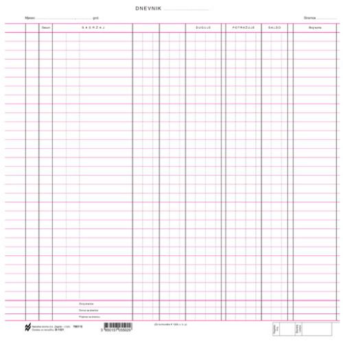 D-1521 DNEVNIK ZA KONTOVNIK K - 1320; Komad, 30 x 31 cm slika 1