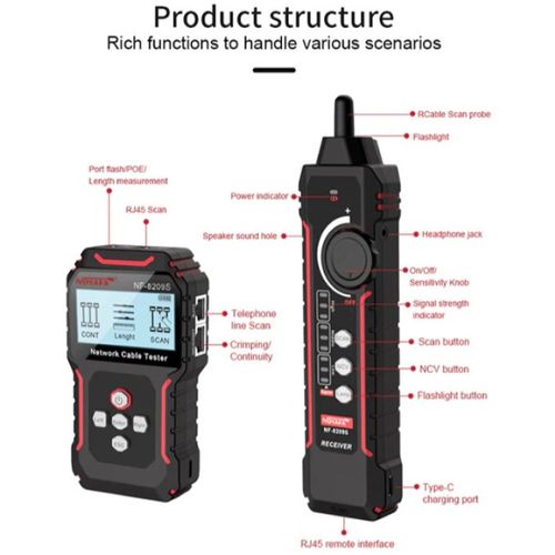 Tester Kablovski LAN POE Noyafa NF-8209S POE LAN TESTER I TRAGAC KABLOVA slika 9