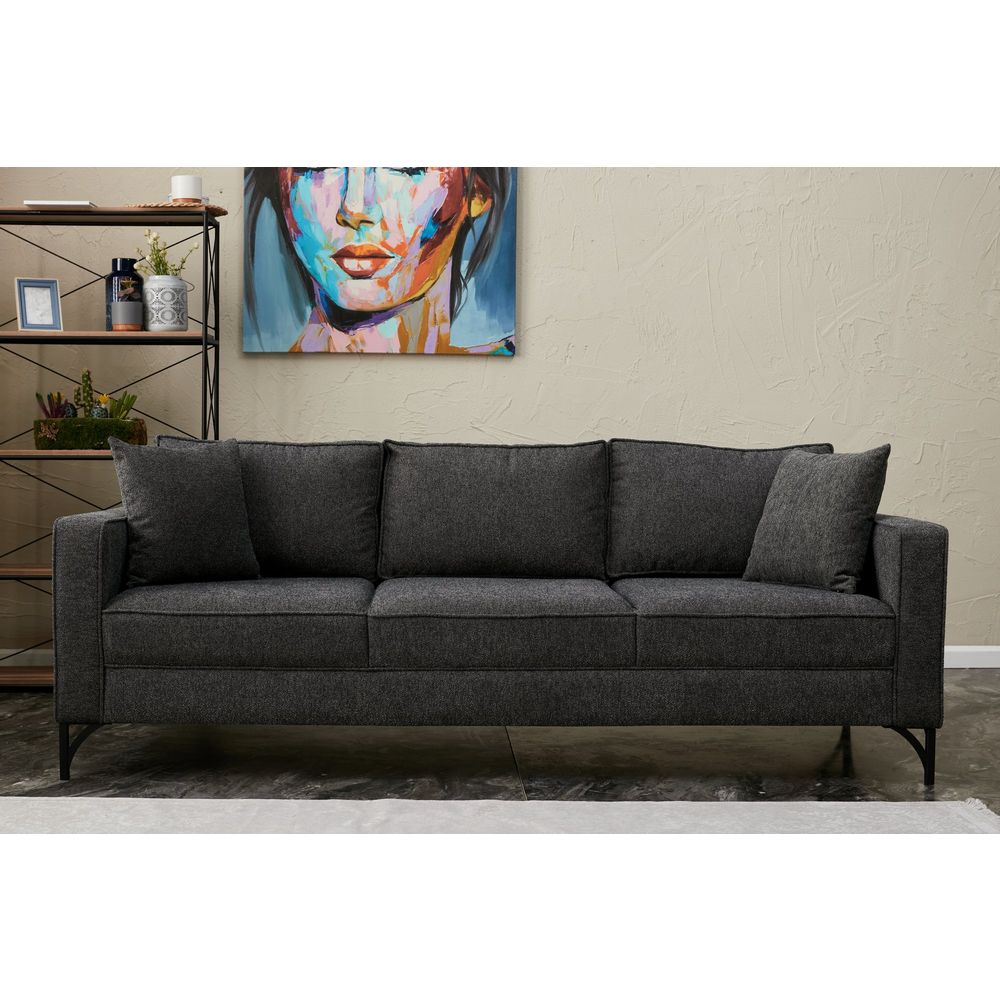 Berlin - Antracitna, Crna Antracitna 3-Sjedalna Sofa slika 1